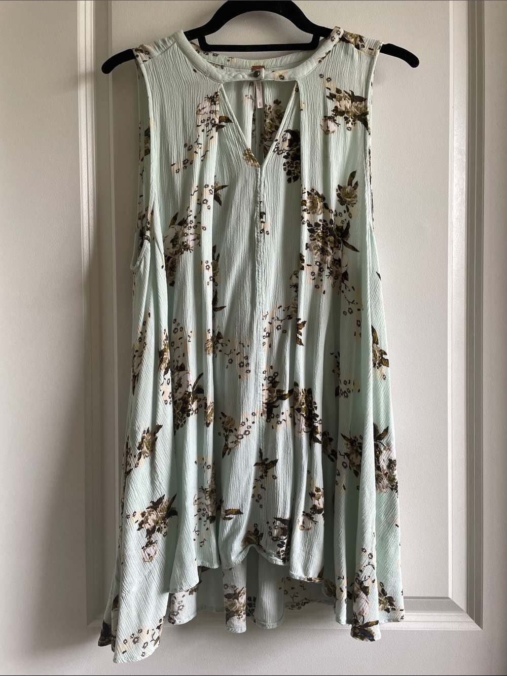 Free People sleeveless tank top tunic mini dress oversized light blue tree swing